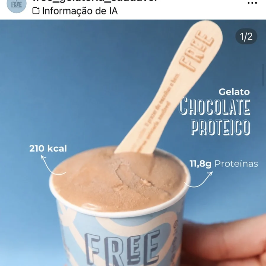 Publicação da Free Gelateria Saudável no Instagram